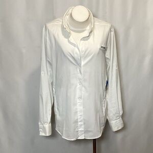 725. Columbia White Omni-Shade Outdoor Blouse NWT Size Large